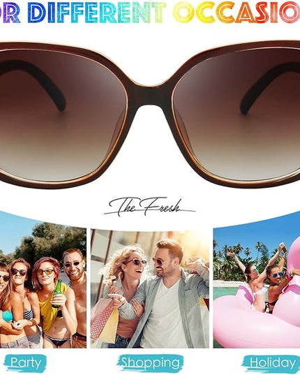 The Fresh Women's Oversized Square Jackie O Cat Eye Hybrid Butterfly Fashion Sunglasses - Exquisite Packaging