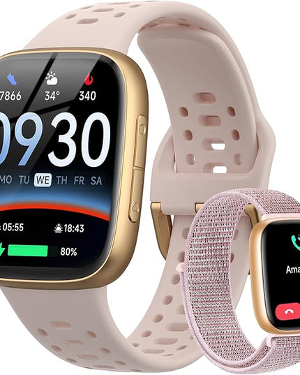 Smart Watches for Women Android iPhone (2 Bands), [1.85" AMOLED Screen] Smartwatch Fitness Tracker 3ATM Waterproof with Bluetooth Calls, AI Control, Heart Rate/SpO2/Sleep Monitor, 7 Days Battery
