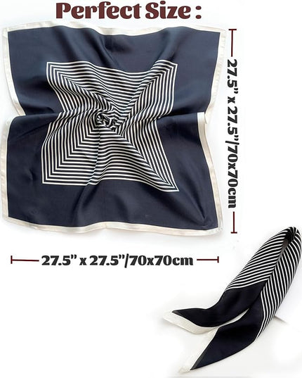 kcctoo 27.5" Mulberry Silk Feeling Head Scarf Women's Fashion Square Neck Satin Scarfs for Bag Hair Scarves Gift