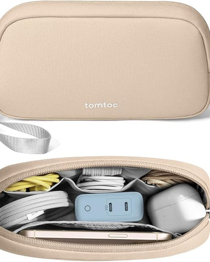 tomtoc Electronics Organizer Travel Case, Water Resistant Travel Bag Cable Organizer for Essentials, Tech Pouch Accessories Carry Storage for Cord, Phone, Cables, Airpods, USB Flash Drive, Daily Items