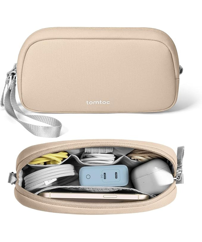 tomtoc Electronics Organizer Travel Case, Water Resistant Travel Bag Cable Organizer for Essentials, Tech Pouch Accessories Carry Storage for Cord, Phone, Cables, Airpods, USB Flash Drive, Daily Items