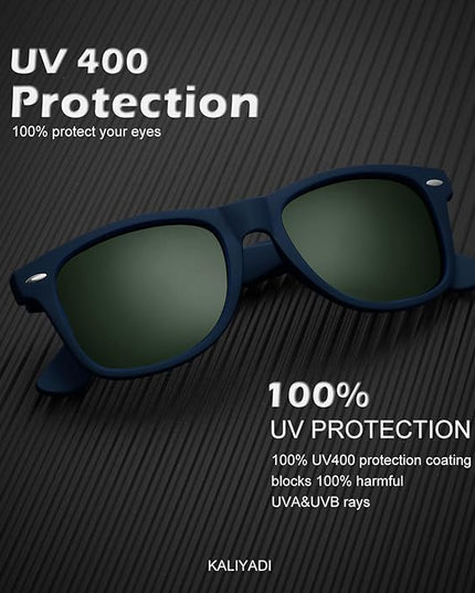 KALIYADI Polarized Sunglasses for Men and Women Matte Finish Sun glasses Color Mirror Lens UV Blocking (3 Pack)