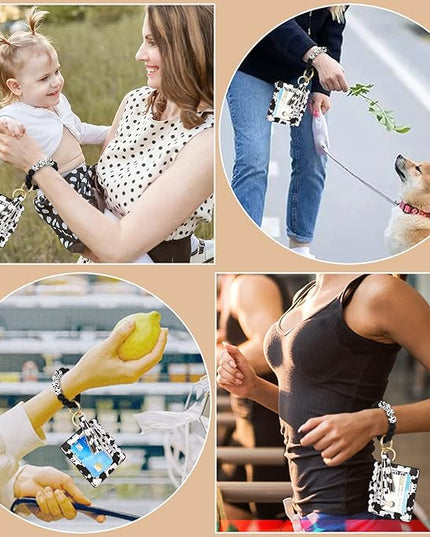Wristlet Keychain for Women Silicone Key Ring Bracelet Wristlet Wallet Bracelet Keychain Card Holder Keyring