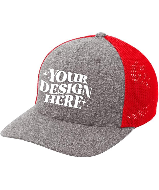 INK STITCH C302 Custom Embroidery Add Logo Texts Melange Mesh Back Trucker Cap