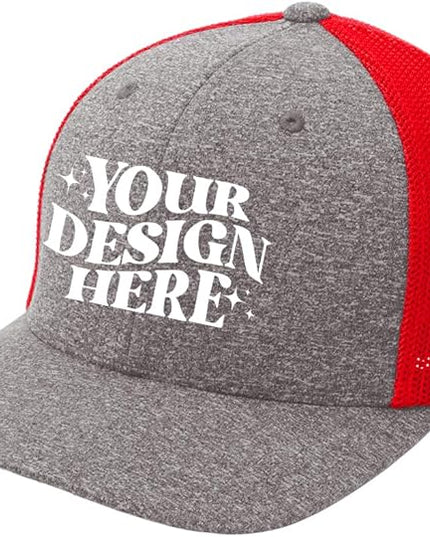 INK STITCH C302 Custom Embroidery Add Logo Texts Melange Mesh Back Trucker Cap