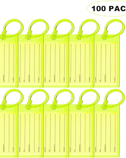 100 Pack Luggage Tags for Suitcases, Airplane Travel Essentials for Flying, International Travel Must Haves, and Luggage Accessories by Sodsay