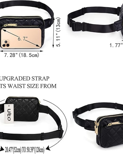 UTO Fanny Pack for Women Crossbody Trendy Fashion Belt Purse Chest Waist Hip Bumbag for Outdoor Shopping Travel Hiking