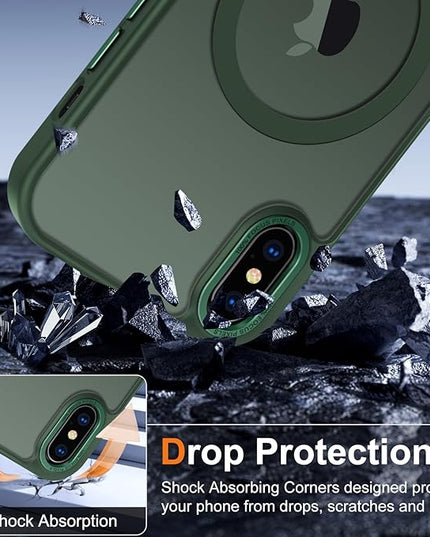 Hython Case for iPhone Xs Max Case Magnetic Translucent Matte Phone Cases 6.5" [Compatible with MagSafe] Thin Slim Fit Shockproof Bumper Hard Protective Cover for Women Men Girls, Dark Green