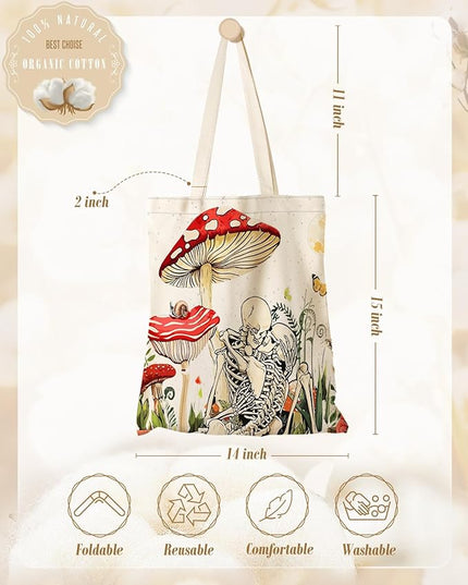 Aesthetic Canvas Tote Bag - Reusable Shoulder Tote Bag for Women Lady Casual Vacation, Shopping, Work, Gym