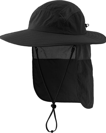 Home Prefer UPF 50+ Mens Wide Brim Fishing Hat with Neck Flap Sun Hat for Men Women Sun Protection Cap