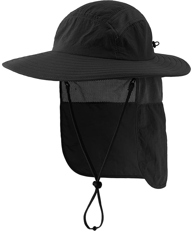 Home Prefer UPF 50+ Mens Wide Brim Fishing Hat with Neck Flap Sun Hat for Men Women Sun Protection Cap