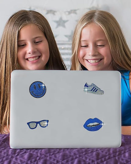 StickerBeans® Rhinestone Stickers - Blue Spirit 4-Pack, 2” x 2” Each, Unique Sparkly Cut-to-Shape for Collecting, Trading, Decorating Laptops, Phone Cases, Scrapbooks, for Kids, Teens, & Adults