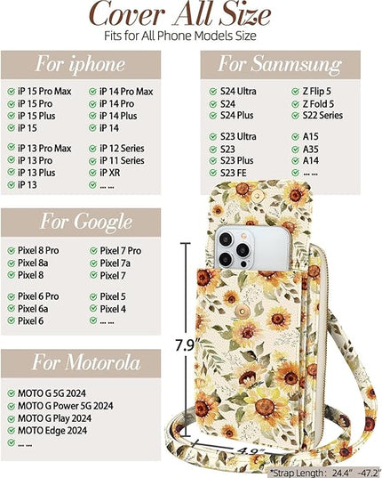 Cute Small Crossbody Purse Cell Phone Bags for Women - Leather Cellphone Wallet Purse with Shoulder Strap