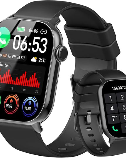 Smart Watch(Answer/Make Call), 1.96" HD Smartwatch for Men Women, 2025 New Fitness Watch with 100+ Sport Modes, Heart Rate/Sleep/SpO2/Calories Monitor, IP68 Waterproof Activity Tracker for Android iOS