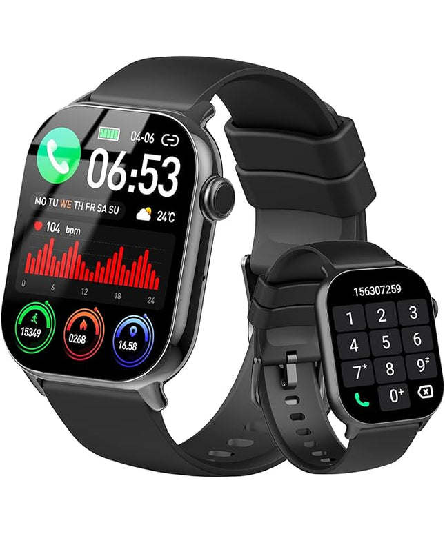 Smart Watch(Answer/Make Call), 1.96" HD Smartwatch for Men Women, 2025 New Fitness Watch with 100+ Sport Modes, Heart Rate/Sleep/SpO2/Calories Monitor, IP68 Waterproof Activity Tracker for Android iOS