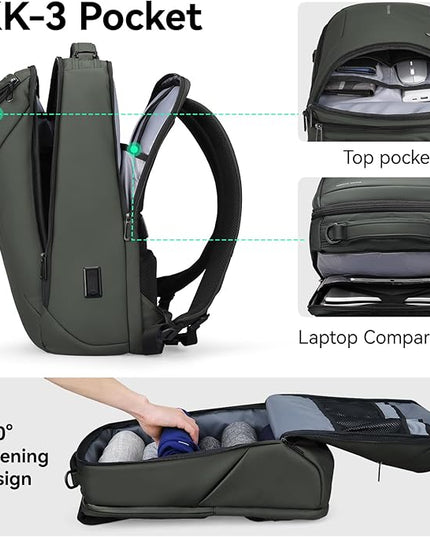 MARK RYDEN Business Backpack for Men, Waterproof High Tech Backpack with Sport Car Shape Design and USB Charging Port, Travel Laptop Backpack Fits 17.3 Inch Notebook