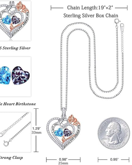 Iefil Christmas Gifts for Wife Women - 925 Sterling Silver Double Birthstone Necklace, Anniversary Birthday Gifts for Women, Jewelry Gift for Wife Girlfriend Mom Her