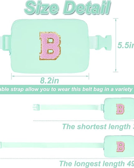 Uygafly Belt Bag Fanny Pack Crossbody Bags with Initials Letter Patch Cute Stuff Birthday Gifts for Teenager Girls Trendy Stuff for Teens | Light Green,B