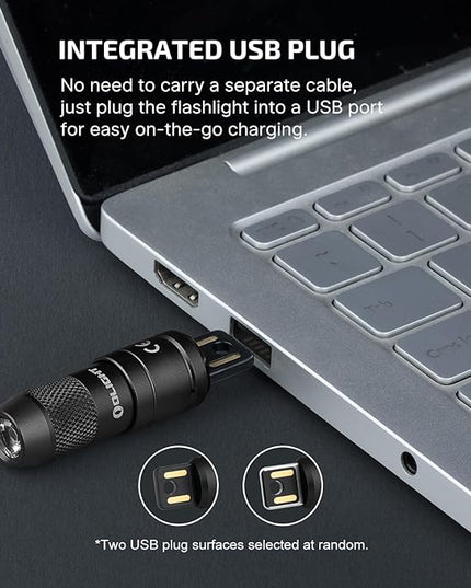 OLIGHT IMINI 2 EDC Rechargeable Keychain Flashlight, 50 Lumens Compact and Portable Mini LED Keyring Lights with Built-in Battery Ideal for Everyday Carry and Emergencies (Black)