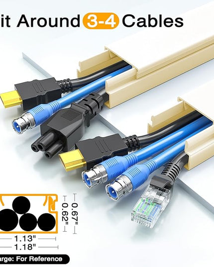 Delamu 157in Cord Hider, Cord Cover Wall Cable Management, Paintable Wire Cover for Cords, Cable Hider Raceway Kit, Cable Cover Concealer, Wire Hiders for TV on Wall, 10 X L15.7 W1.18 H0.6in, Beige