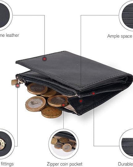 Oak Leathers Wallet For Women Full Grain Leather - Small RFID Coin Purse Credit Card & ID Holder for Ladies,Bifold Wallets for Teenager | Small, RFID, Coin Purse, for Ladies, for Teenager