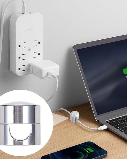 5 Sets Charger Holders for Cords, Silver Adjustable Cable Anchor Holders, Adhesive Metal Cord Clips, Cable Management Wire Organizers for Desk, Office, Nightstand