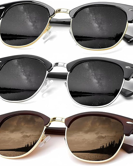 KALIYADI Sunglasses Men Polarized Sunglasses for Men Women Unisex Semi-Rimless Frame Retro Driving Sun Glasses UV Blocking