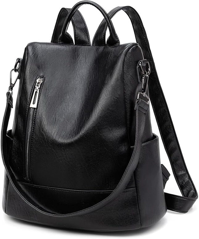 Didida Fashion Backpack Purse For Women Anti-theft Rucksack Pu Leather Lightweight Water-resistant Shoulder Bag, Black