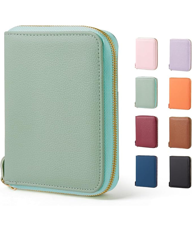 CoBak Passport Holder Cover with Safe Zipper Closure, Premium Passport Wallet for Travel, RFID Blocking Card Case, Waterproof Travel Accessories for Women, Agave Green