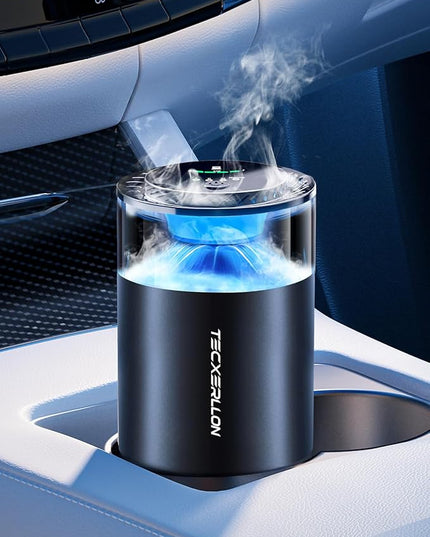 Car Air Freshener, Car Diffuser with Smart Spray Modes (4 Settings) & Essential Oil Monitor, 1600 Sprays USB-C Rechargeable, Auto On/Off, 2 Scents Refills, Car Scent with Ambient Light