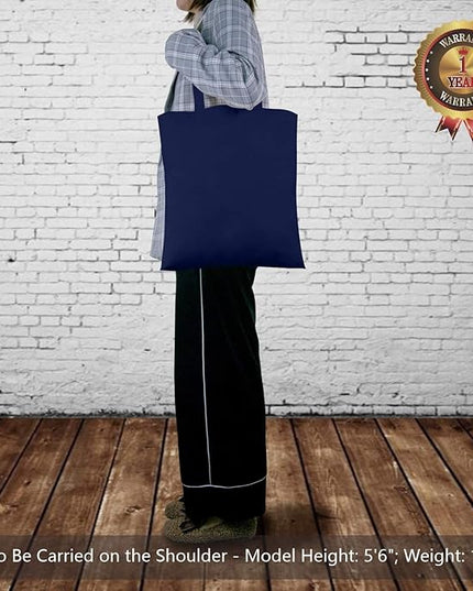 TOPDesign 6-Pack Economical 16"x15" Navy Blue Cotton Tote Bag, Lightweight Medium Reusable Grocery Shopping Cloth Bags, Suitable for DIY, Advertising, Promotion, Gift, Activity