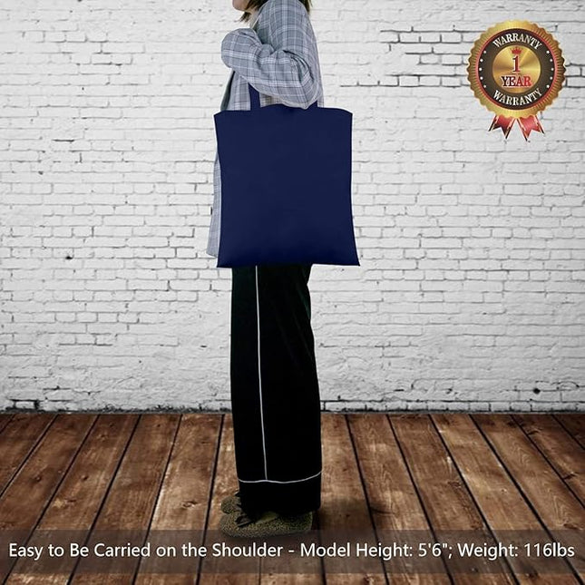 TOPDesign 6-Pack Economical 16"x15" Navy Blue Cotton Tote Bag, Lightweight Medium Reusable Grocery Shopping Cloth Bags, Suitable for DIY, Advertising, Promotion, Gift, Activity