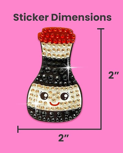 StickerBeans® Rhinestone Stickers - Savory & Sushi 4-Pack, 2” x 2” Each, Unique Sparkly Cut-to-Shape for Collecting, Trading, Decorating Laptops, Phone Cases, Scrapbooks, for Kids, Teens, & Adults