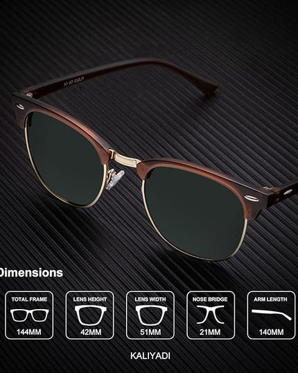 KALIYADI Sunglasses Men Polarized Sunglasses for Men Women Unisex Semi-Rimless Frame Retro Driving Sun Glasses UV Blocking