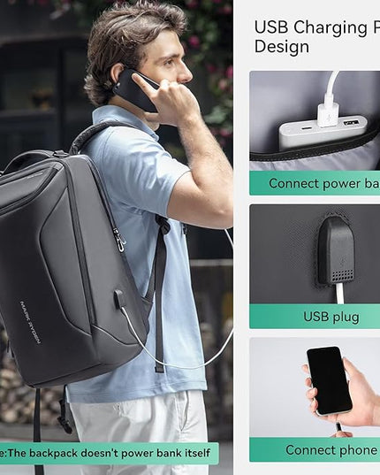 MARK RYDEN Business Backpack for Men, Waterproof High Tech Backpack with Sport Car Shape Design and USB Charging Port, Travel Laptop Backpack Fits 17.3 Inch Notebook (YKK-2 Pockets)