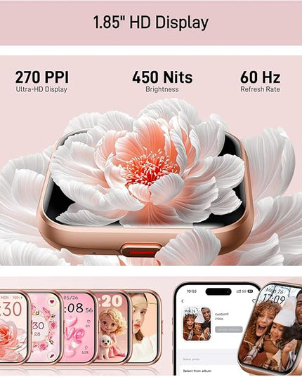 Tensky Smart Watch for Women Android & iPhone, Alexa Built-in, 1.8" Touch Screen Fitness Tracker with Answer/Make Calls, 3ATM Waterproof Heart Rate/Sleep/SpO2 Monitor, Pedometer, 100+ Sport Modes
