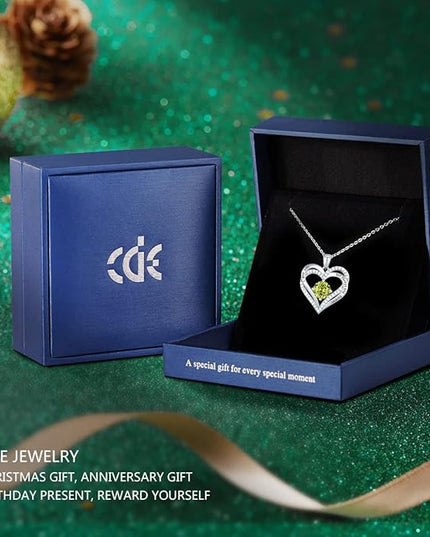 CDE Forever Love Heart Necklaces for Women, Wedding Anniversary, Birthday Mothers Day Christmas Day Gifts for Mom, Mother, Wife, friend, S925 Silver Jewelry with Birthstone Pendant