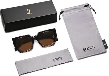 SOJOS Large Oversized Polarized Sunglasses for Women, Big Designer Womens Trendy Square Shades SJ2205
