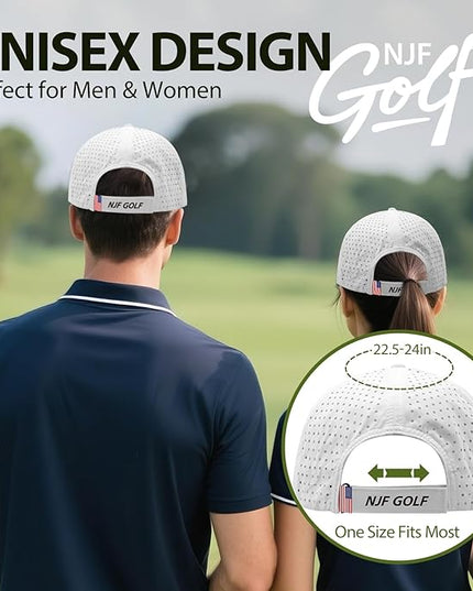 NJF Golf™ Hat Men - Breathable Mens Golf Hats, Adjustable Rope Snapback Cap, Convenient Cap with Tee Holder