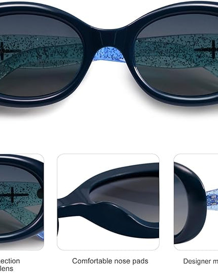 SOJOS Small Retro Oval Polarized Sunglasses for Women Men 90s Vintage UV400 Protection Tiny Sun Glasses SJ2286