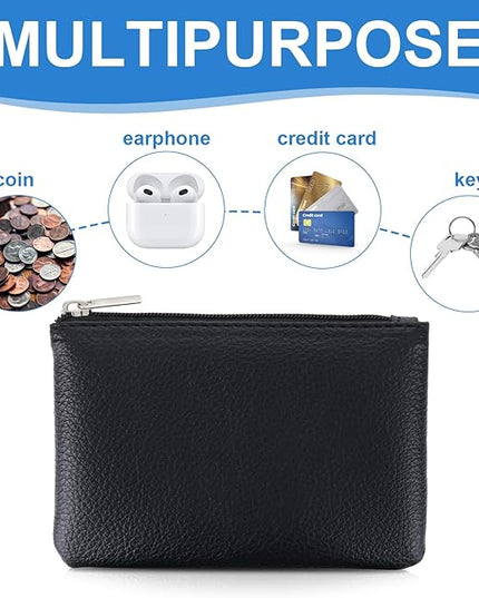 2 Pack Leather Zipper Coin Purse,Portable Change Wallet,Coin Pouch with Zipper for Men Women,Small Pouch Change Purse Coin Bag,Mini Coin Pocket Pouch Change Holder for Men Women(black)