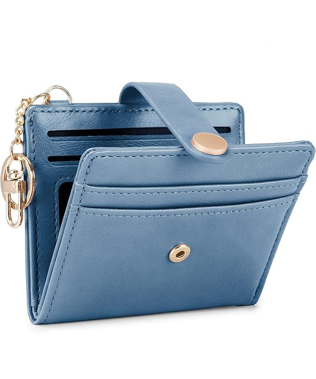 POIUGOYA Slim Wallet for Women,RFID Blocking Bifold Credit Card Holder with Zipper Coin Pocket,ID Window,Keychain