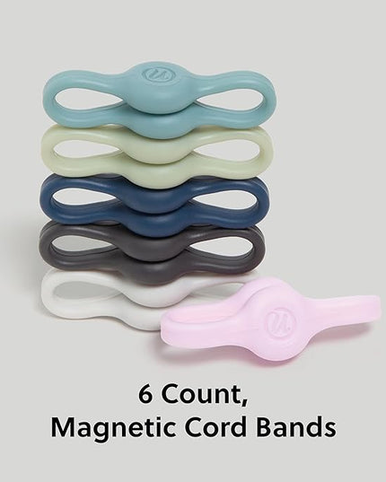 U Brands Magnetic Silicone Cord Organizer Cable Clips, Set of 6 Cable Ties, Cable Management, Office Desk Accessories, Office Supplies, Assorted Colors