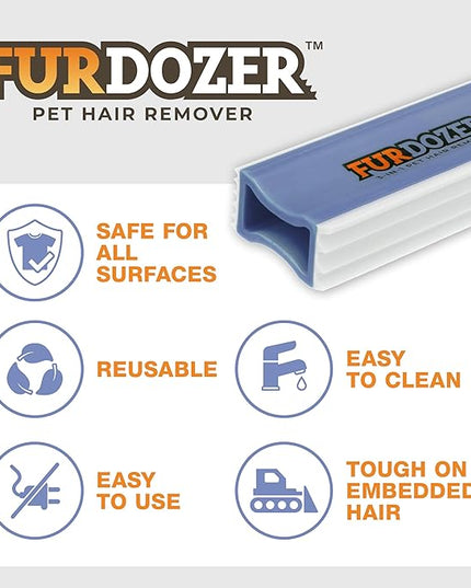 FurDozer Pet Hair Remover & Auto Detailing Tools - Cat & Dog Hair Remover for Carpets, Car Interiors, Couches, Bedding, & Pet Furniture (Purple, X3 MINI - 3.5" Long)