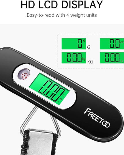 FREETOO Luggage Scale Portable Digital Hanging Scale for Travel, Suitcase Weight Scale with Superior Piano Lacquer 110 Lb/ 50Kg Capacity, Battery Included