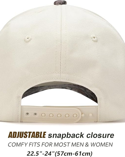 Vintage Trendy Trucker Hat, Structured 5-Panel Snapback Hat, Adjustable Cotton Solid or 2-Tone Baseball Cap Men Women