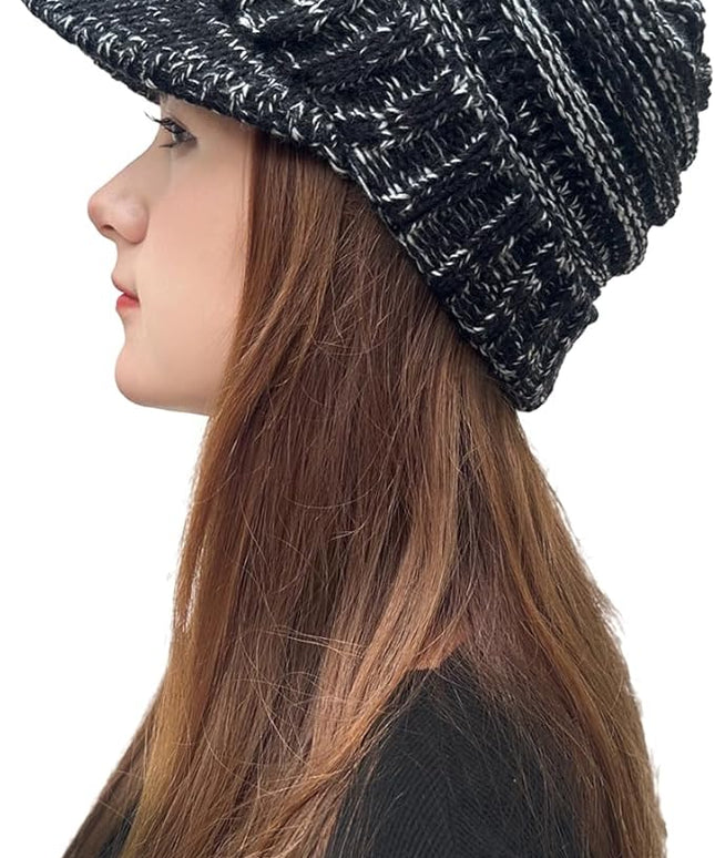 XYIYI Beanie Tail Winter Warm Knit Messy High Bun Ponytail Hats Visor Beanie Cap
