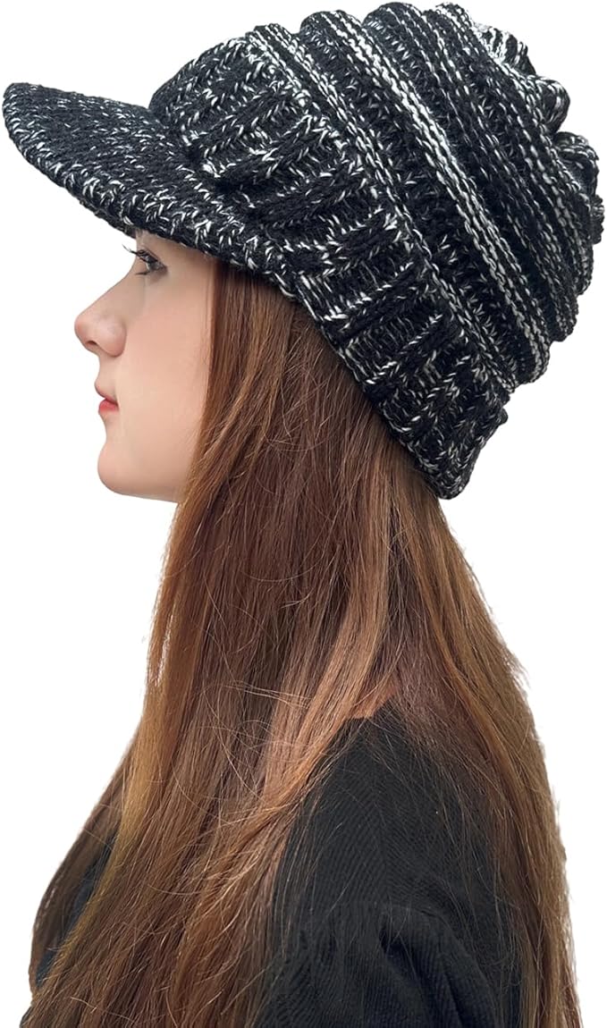 XYIYI Beanie Tail Winter Warm Knit Messy High Bun Ponytail Hats Visor Beanie Cap