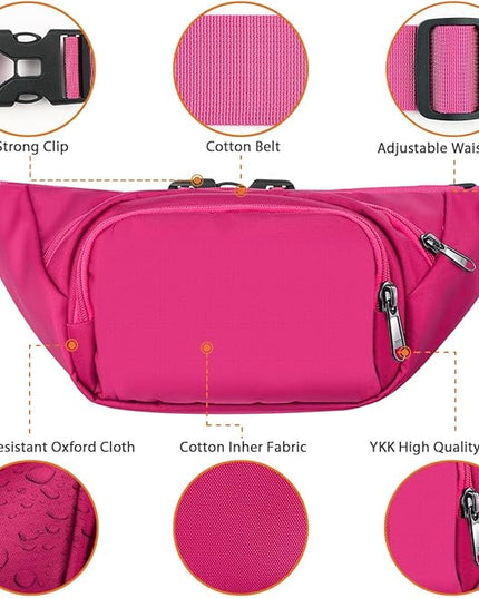 Large Fanny Pack for Women Men - Syican Waist bag with 3-Zipper Pockets, Gifts for Enjoy Sports Traveling Workout Casual Hands-Free crossbody bags Fits MAX 7.9'' iPad & 6.6'' Phone