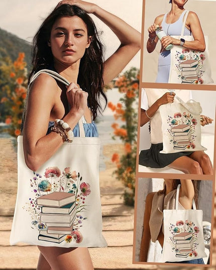 Canvas Tote Bag with Zipper Handles for Women Bridesmaid Birthday Wedding Mother Ladies Shopping Gift Bags